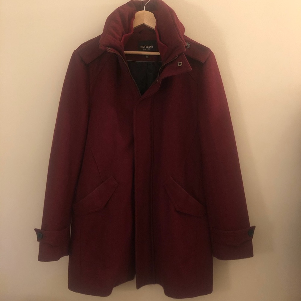 Burgundy Red Wool Coat